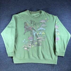 Jimi Hendrix Experience Sweatshirt Mens XL 25.5x29 Green Mushroom Crewneck
